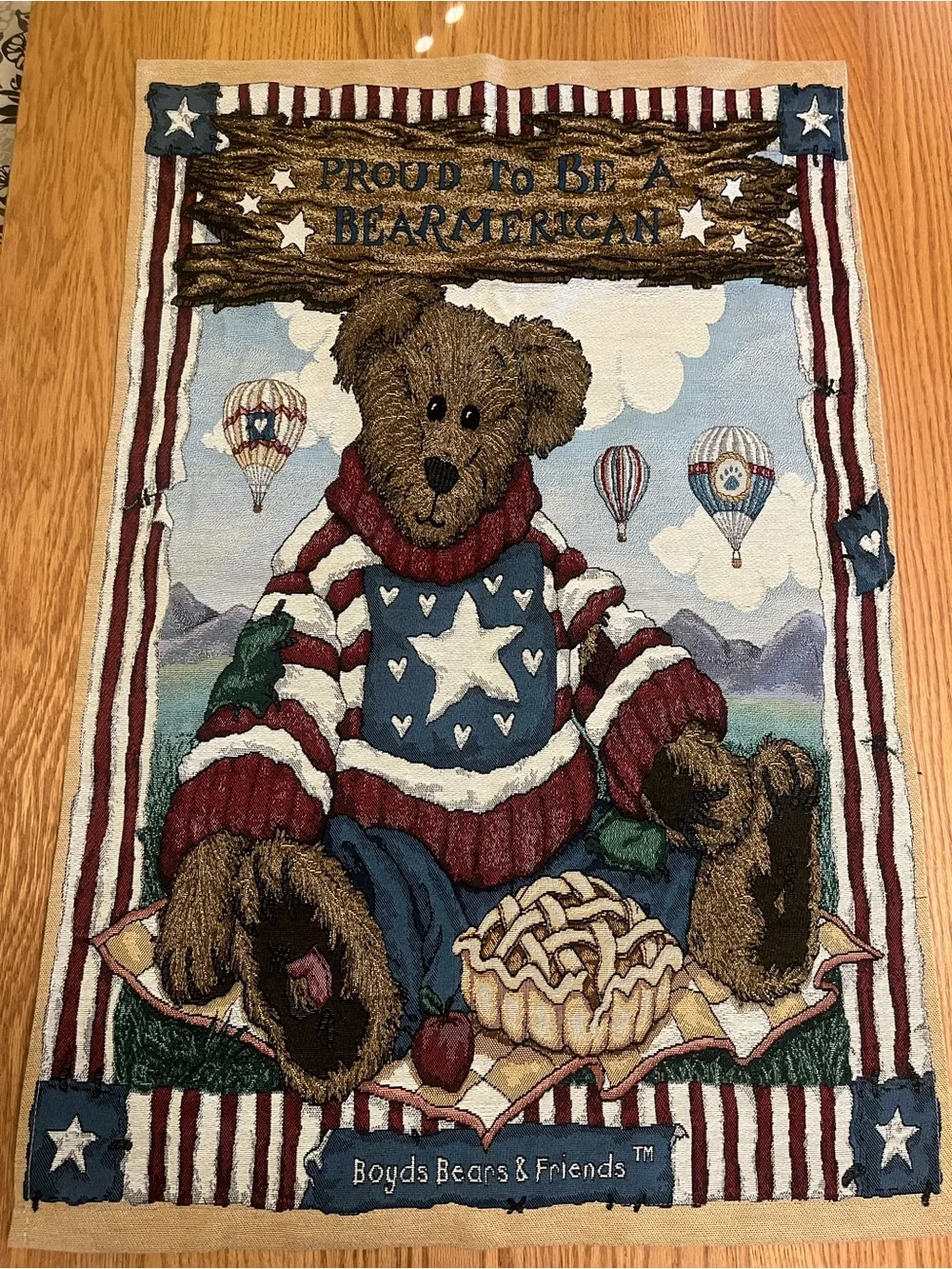 Boyds Bears & Friends Tapestry Wall Hanging “Proud to Be Bearmerican” 36x26